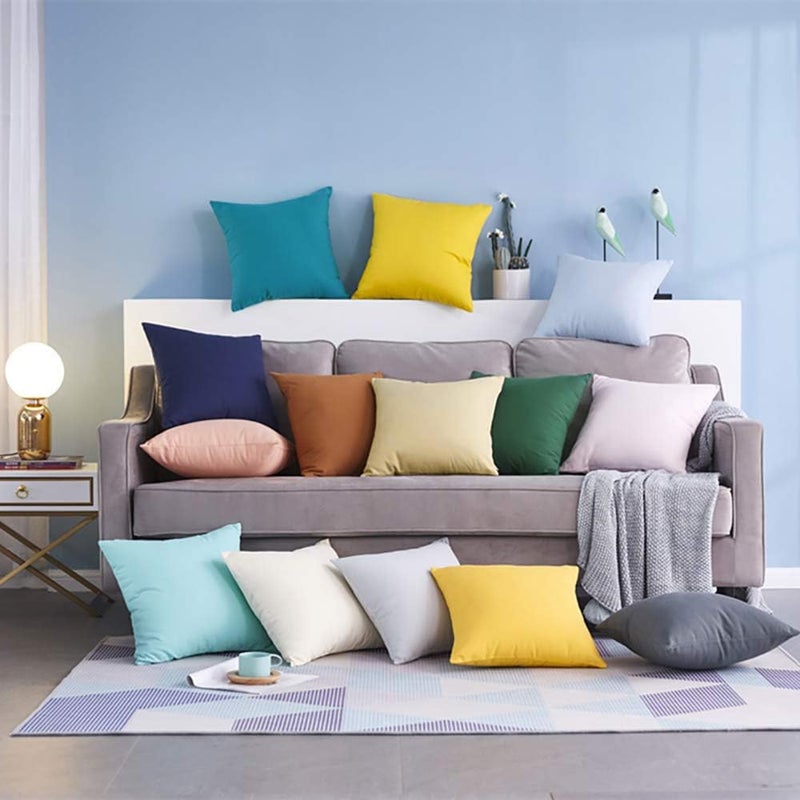 Thmyo 4-Pack 100% Cotton Comfortable Solid Decorative Throw Pillow Case,Thmyo Square Cushion Cover Pillowcase Sublimation Blank Pillow Covers DIY Throw Pillowcase for Couch Sofa(16x16 inch/ 40x40cm,Khaki) - Image 2